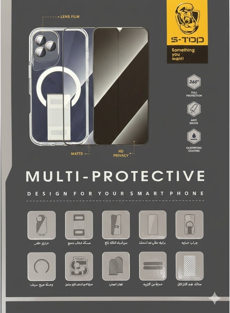 S-TOP 10-in-1 Full Protection Kit for iPhone 16 - MagSafe Clear Case, Ceramic Privacy Screen Protector, and Camera Lens Guard. - Image 2